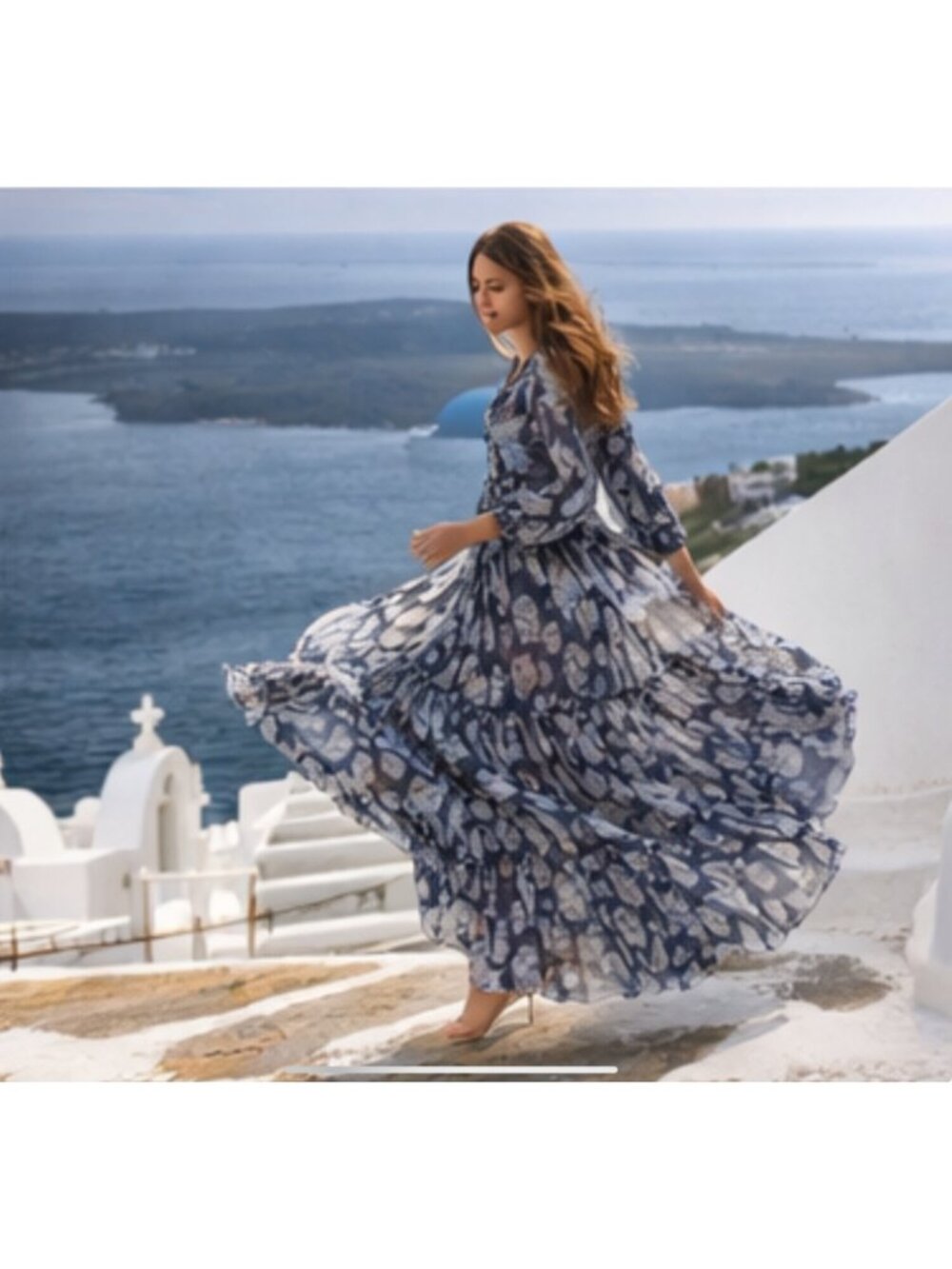 Unsubscribed Romantic Paisley Maxi Dress Navy Size 6 New With Tags